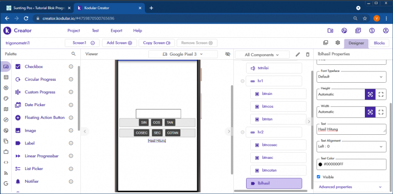 membuat kalkulator trigonometri kodular #7
