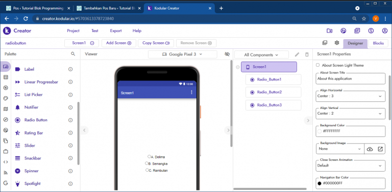 membuat radio button kodular #6