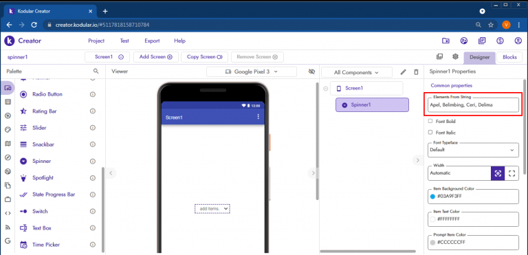 membuat spinner kodular #5