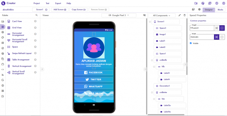 buat tampilan about seperti linktree dengan kodular #8