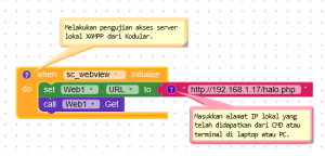 akses server lokal xampp di kodular #block1