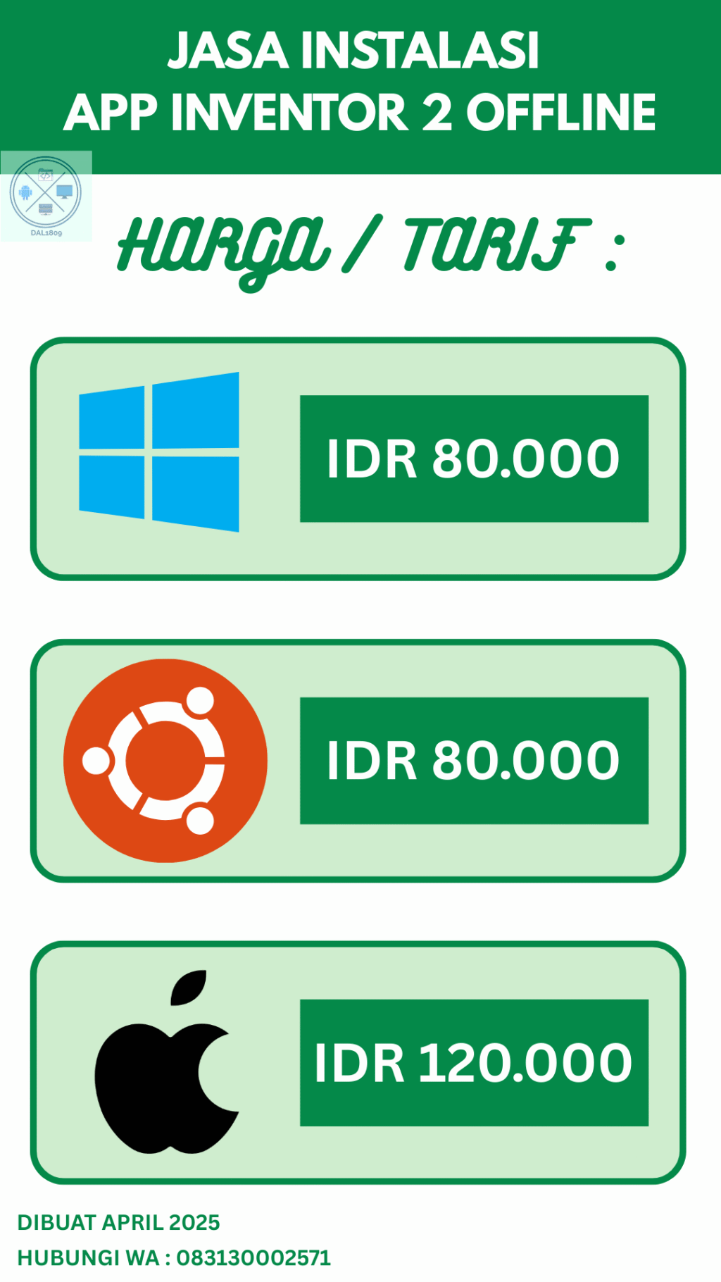 JASA INSTALASI APP INVENTOR 2 OFFLINE - HARGA TARIF