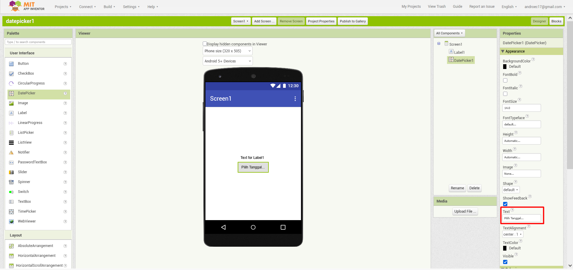 Cara Menggunakan Date Picker di App Inventor 2 - Tutorial Blok ...
