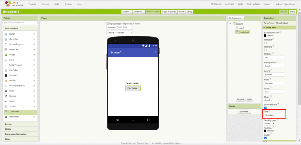 menggunakan time picker app inventor #4