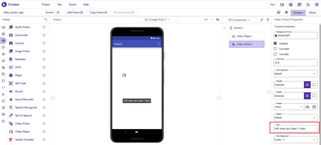 cara memilih gambar dengan video picker di kodular #6
